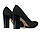 Замшеві туфлі жіночі 37 розмір на високому каблуці Woman's heel чорні з заокругленим носом, фото 3