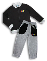 Детский костюм с начесом (унисекс) черный, 3-4
