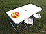 Розкладний зручний стіл для пікніка та 4 стільці, білий, фото 7