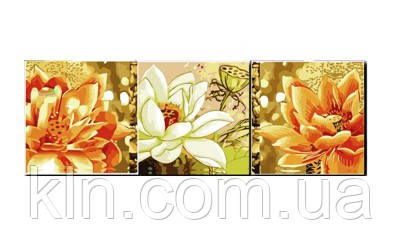 Картина за номерами Menglei Триптих. Золоті лотоси MT3055 50 х 150 см, фото 1