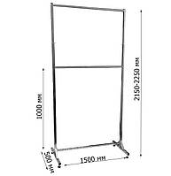 Стійка-вішалки подвійна хромована з регульованою висотою для одягу (від виробника оптом та в роздріб)