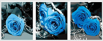 Картина за номерами Menglei Триптих. Сині троянди MT3073 50 х 150 см