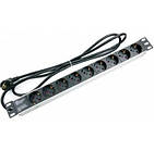 Фильтр сетевой на 9 розеток без выключателя, 220, немецкий тип, 1U 19 ", алюминиевый корпус, черный, каб. 1.8