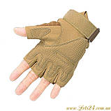 Тактичні безпалі рукавички з кастетом Oakley перчатки тактичні зсу без пальців тактичні рукавиці без пальців Пісок, фото 9