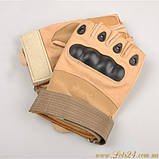 Тактичні армійські беcпалі рукавички з кастетом Oakley без пальців Пісок, фото 10