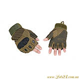 Тактичні армійські беcпалі рукавички з кастетом Oakley без пальців Зелені, фото 7