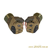 Тактичні армійські беcпалі рукавички з кастетом Oakley без пальців Зелені, фото 5
