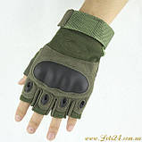 Тактичні армійські беcпалі рукавички з кастетом Oakley без пальців Зелені, фото 8