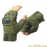 Тактические армейские беcпалые перчатки с кастетом Oakley без пальцев Зелёные XL