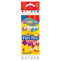 Двухсторонние фломастеры два вида толщины линии 6 цветов Colorino Fibre Pens