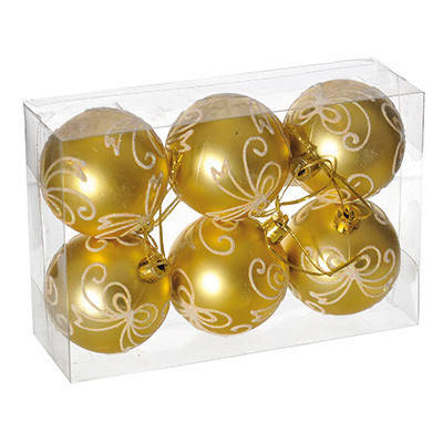 Набір кульок з візерунком, 6 шт. 6 см. золотий, фото 2
