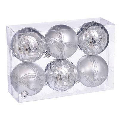 Набір кульок з візерунком, 6 шт. 6 см. сріблястий, фото 2