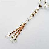 Чітки турецькі тасбіх 33 намистини матове скло білі, фото 2