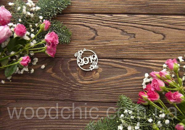 Чипборд Новорічна куля 2019 з зірками , фото 1