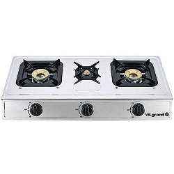 Настільна газова плита Vilgrand VGS 1014 на 3 конфорки неіржавка сталь
