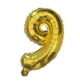 Фольгована цифра "9", ЗОЛОТО - 35 см (14 дюймів)