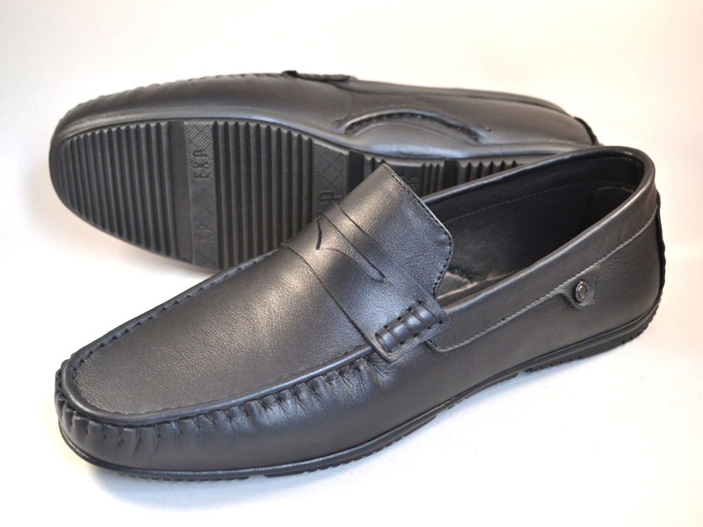 Мокасини шкіряні чорні чоловіче взуття великих розмірів ETHEREAL BS Classic Black by Rosso Avangard, фото 1