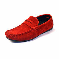 Мокасины красные замшевые мужская обувь больших размеров ETHEREAL BS Classic Red Vel by Rosso Avangard