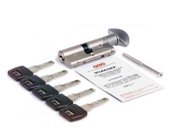Цилиндр AGB Scudo DCK 65 мм (35x30) ручка-ключ мат.хром - фото 1 - id-p926224514