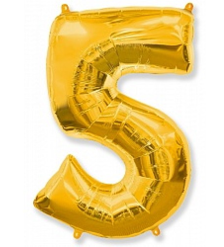 Фольгована цифра "5", ЗОЛОТО - 90 см (40 дюймів)