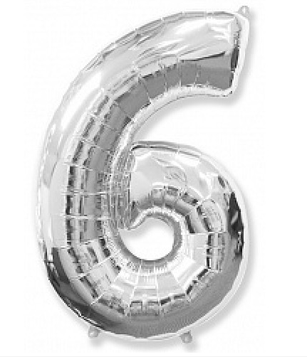 Фольгована цифра "6" FLEXMETAL СРІБЛО - 100 см (42 дюйми)