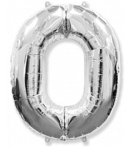 Фольгована цифра "0", СРІБЛО - 90 см (40 дюймів)