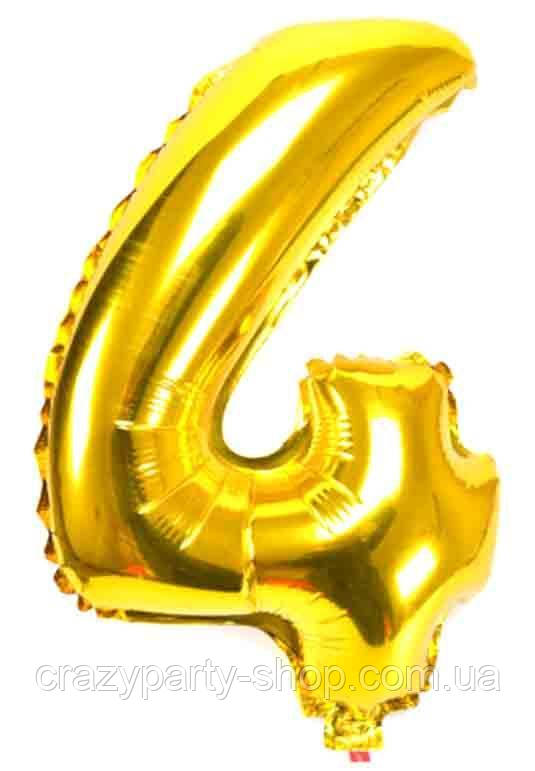 Кулька фольгована Цифра 4 Золотиста, фото 1