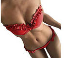 Купальник жіночий роздільний модель "Бандо" червоний L, фото 3