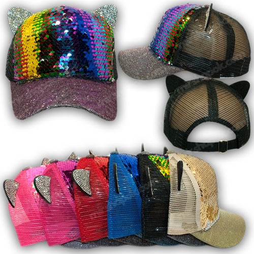 Бейсболка з блискітками та вушками, р. 54, фото 1