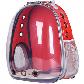 Прозорий водонепроникний рюкзак-переноска для кішок і собак U-Pet червоний