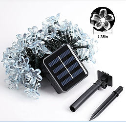 Садова гірлянда на сонячній батареї Квітуча вишня теплий білий два режими.