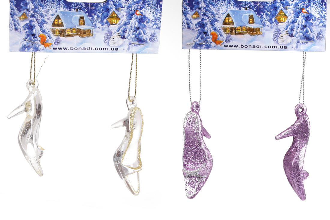 Набір ялинкових прикрас (2шт) Туфелька 6.5см - 12 шт УПАКОВКА ТОВАР ВІД ВИРОБНИКА