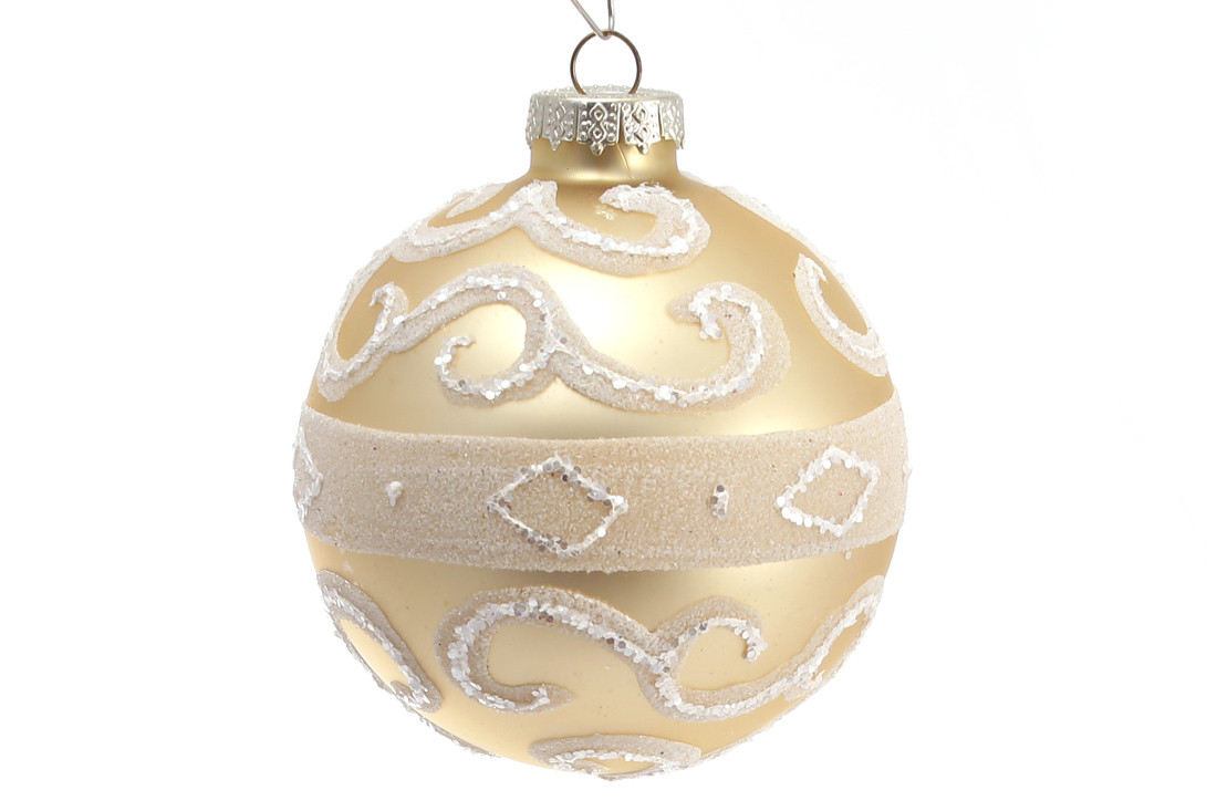 Ялинкова куля колір золото з білим ТОВАР ВІД ВИРОБНИКА