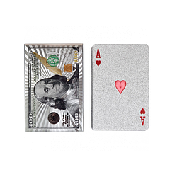 Пластикові карти срібло "Долар", 54 карти в колоді