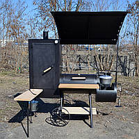 Коптильня гарячого та холодного копчення БОМБА з квадратною камерою