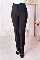 Жіночі брюки Віра чорного кольору з блискавкою, приталені, демісезон, офісні 46