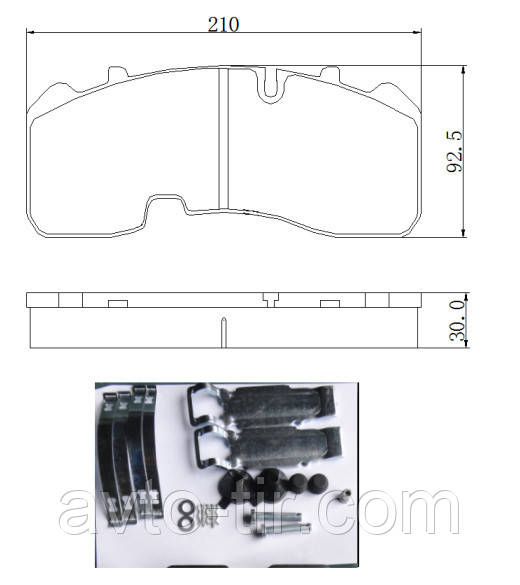 Колодки гальмівні BPW ECO+ 211*93 (з вирізом під датчик WVA29165)