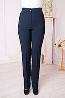 Классические женские брюки Вера синего цвета, приталенные деловые штаны с молнией, для офиса 48