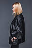 Жіноча шкіряна куртка 3/4 рукав чорна, фото 3