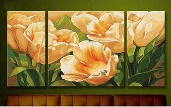 Картина за номерами Menglei Триптих. Тюльпани для тебе MV3001 60 х 120 см