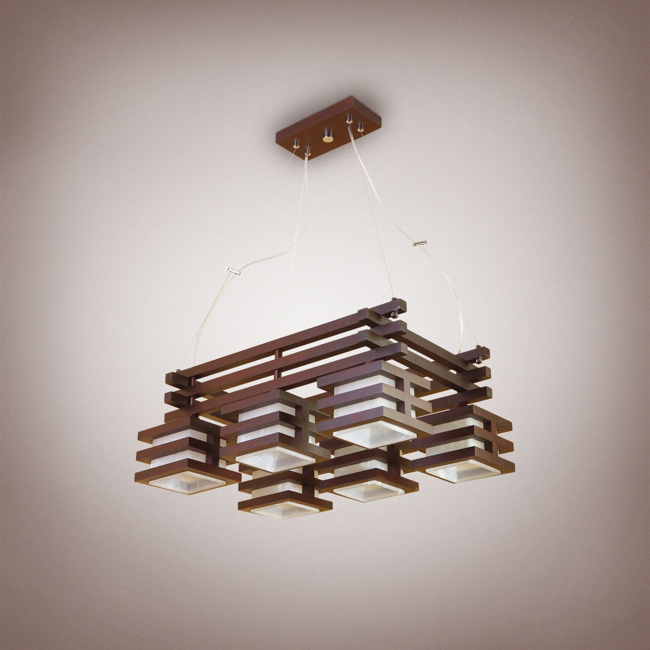 Люстра для великої кімнати з високими стелями з дерева у кольорі венге, фото 1