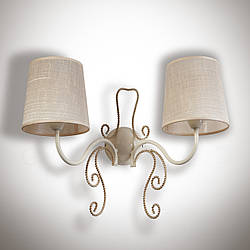 Бра, настінний світильник з 2 кремовими абажурами до спальні, до зали
