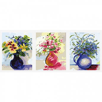 Картина за номерами Menglei Триптих. Кольоровий настрій MX3005 50 х 120 см
