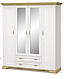 Біла розпашна чотирьохдверна шафа 4Д2Ш для одягу з дзеркалом у спальню класика Іріс 190 см Мебель Сервіс, фото 3