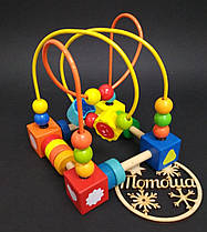 Дерев'яний пальчиковий лабіринт квадратний на дроті