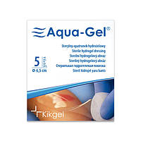 Гидрогелевая стерильная повязка KiKgеl AQUA-GEL круг Ø 6,5 см (5 шт в упаковке)