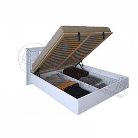 Двоспальне ліжко Профіль та мяка спинка 160х200 з підйомним механізмом у спальню Белла Білий Глянець Міромарк