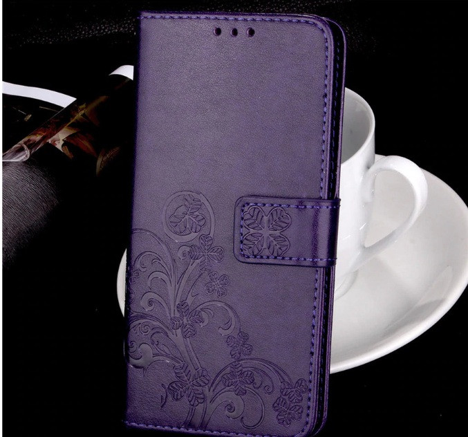 Чохол-книжка з квіткою для huawei P Smart Plus Фіолетовий