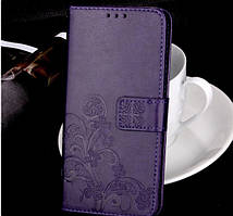 Чохол-книжка з квіткою для huawei P Smart Plus Фіолетовий