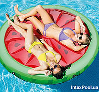 Надувной прочный круглый плотик арбуз Intex 56283 «Арбуз» качественный матрас для бассейна и пляжа 183 х 23 см